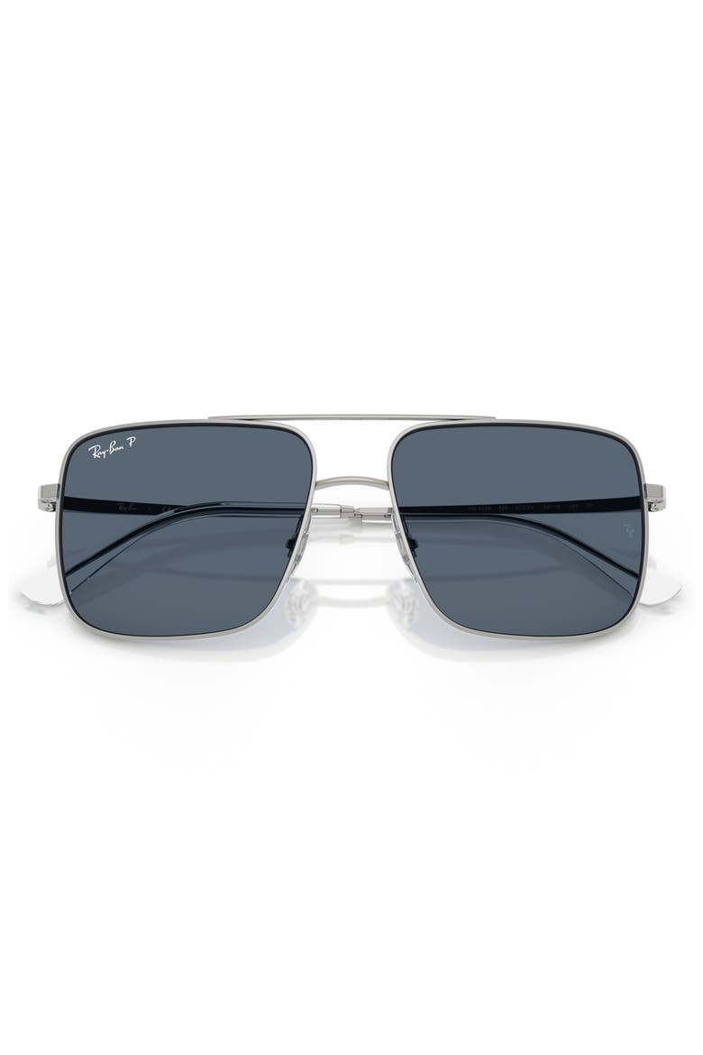 56mm Polarized Square Sunglasses, Alternate, color, SILVER