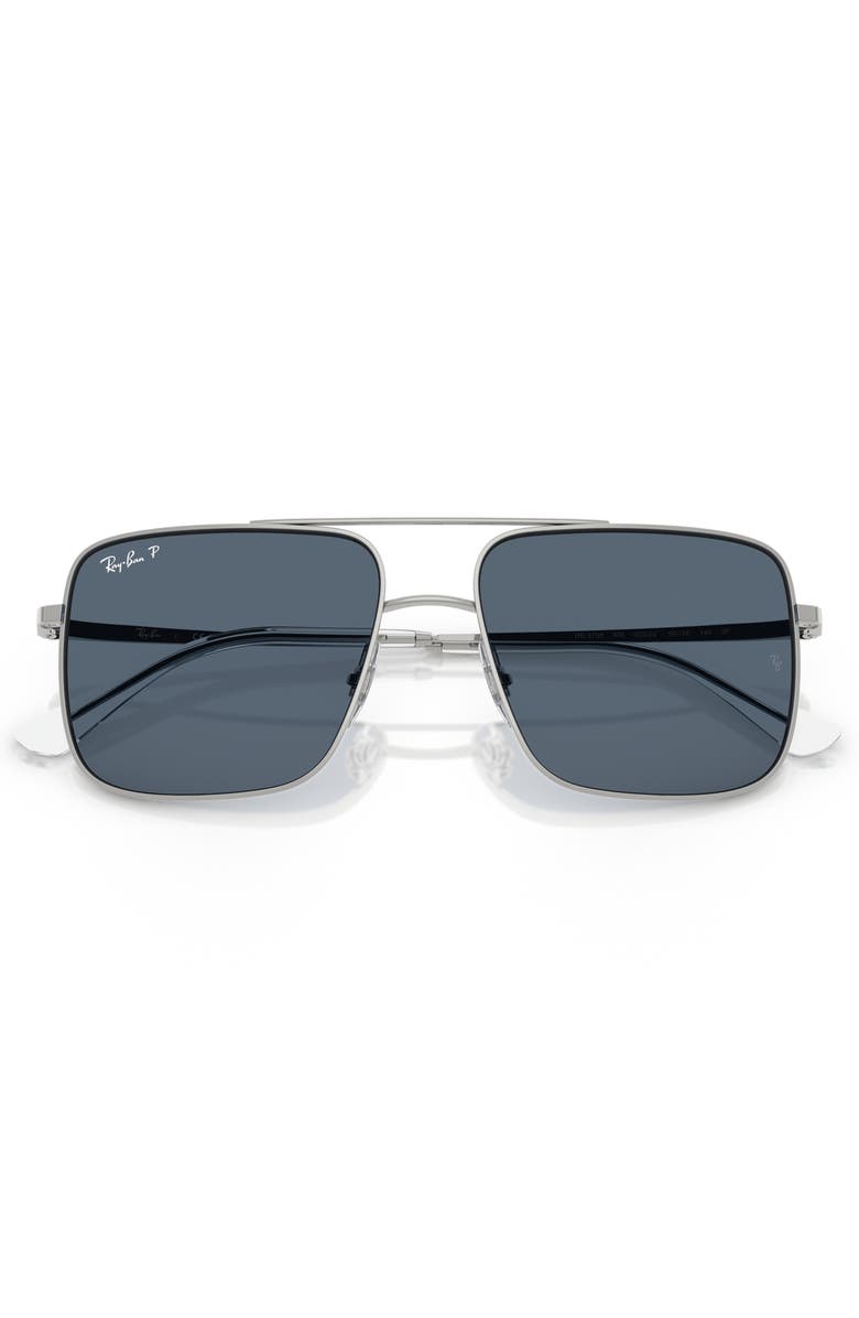 Ray-Ban 56mm Polarized Square Sunglasses, Alternate, color, Silver