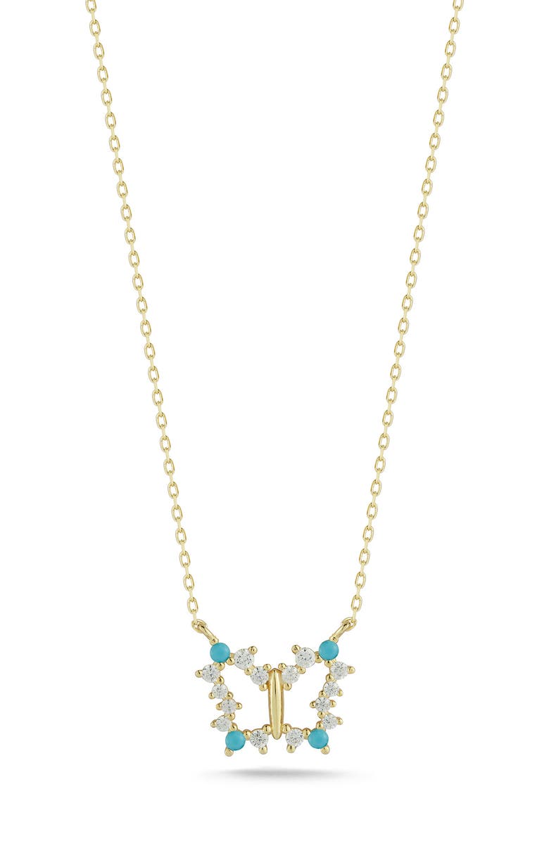 SPHERA MILANO Sterling Silver CZ Butterfly Pendant Necklace, Main, color, Gold