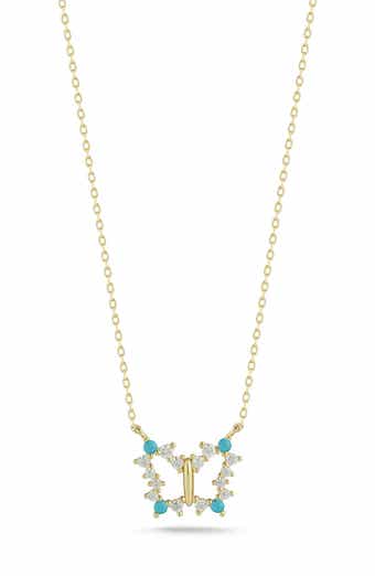 Sterling Silver CZ Butterfly Pendant Necklace