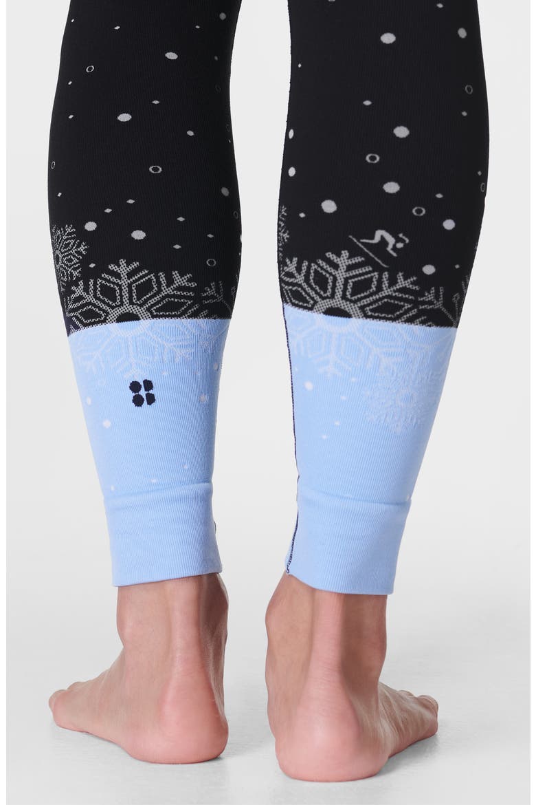 Snowflake Jacquard Base Layer Leggings, Alternate, color, BLUE SNOWFLAKE JACQUARD