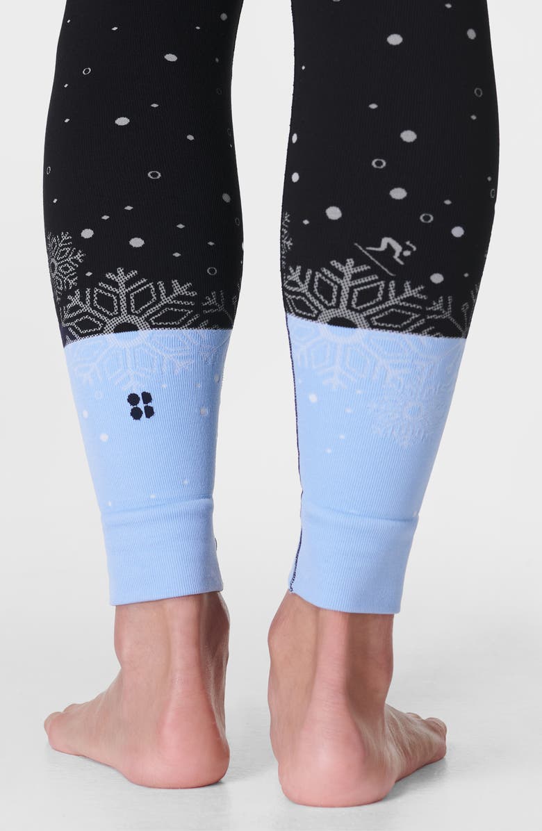 Sweaty Betty Snowflake Jacquard Base Layer Leggings, Alternate, color, Blue Snowflake Jacquard