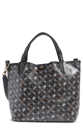 Sam Edelman Harper Monogram Mini Shopper Tote Bag In Black