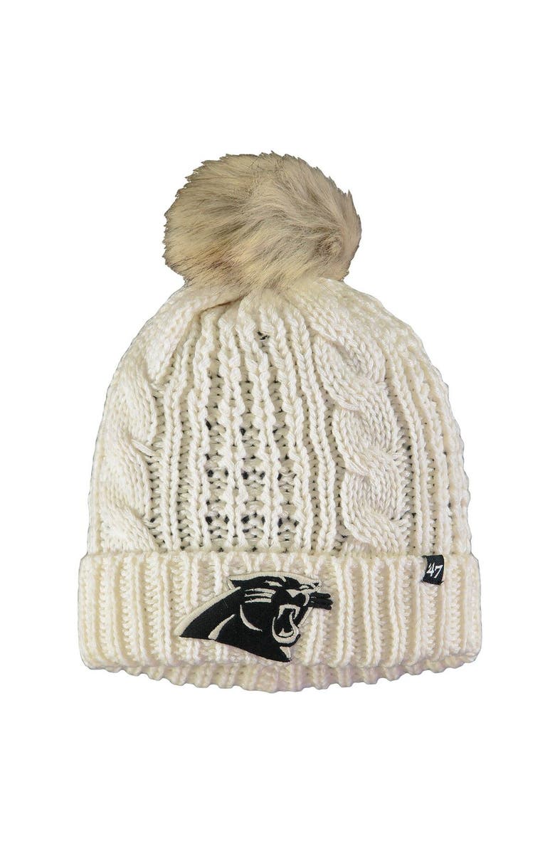 '47 Women's '47 Cream Carolina Panthers Meeko Cuffed Knit Hat With Pom, Main, color, 