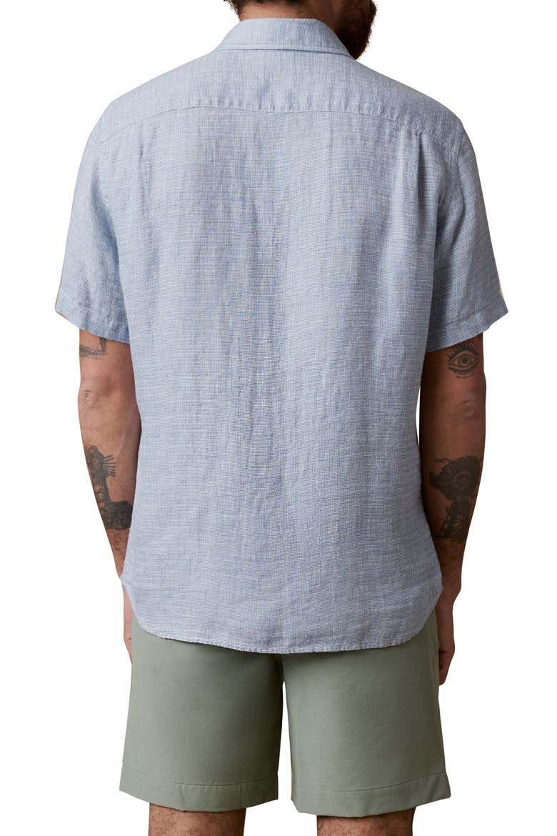 Palma Linen Short Sleeve Button-Up Shirt, Alternate, color, BLUE BASKETWEAVE