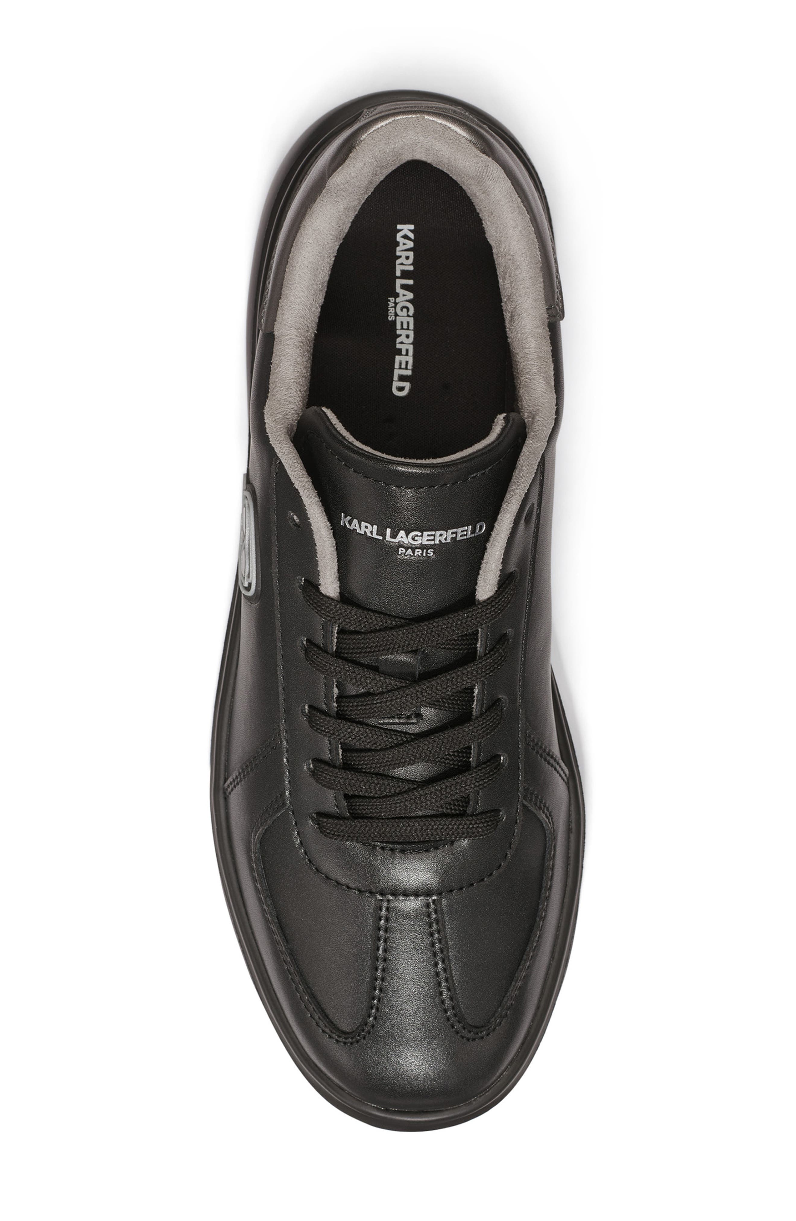 KARL LAGERFELD PARIS Karl Head Patch Racer Toe Sneaker, Alternate, color, Black