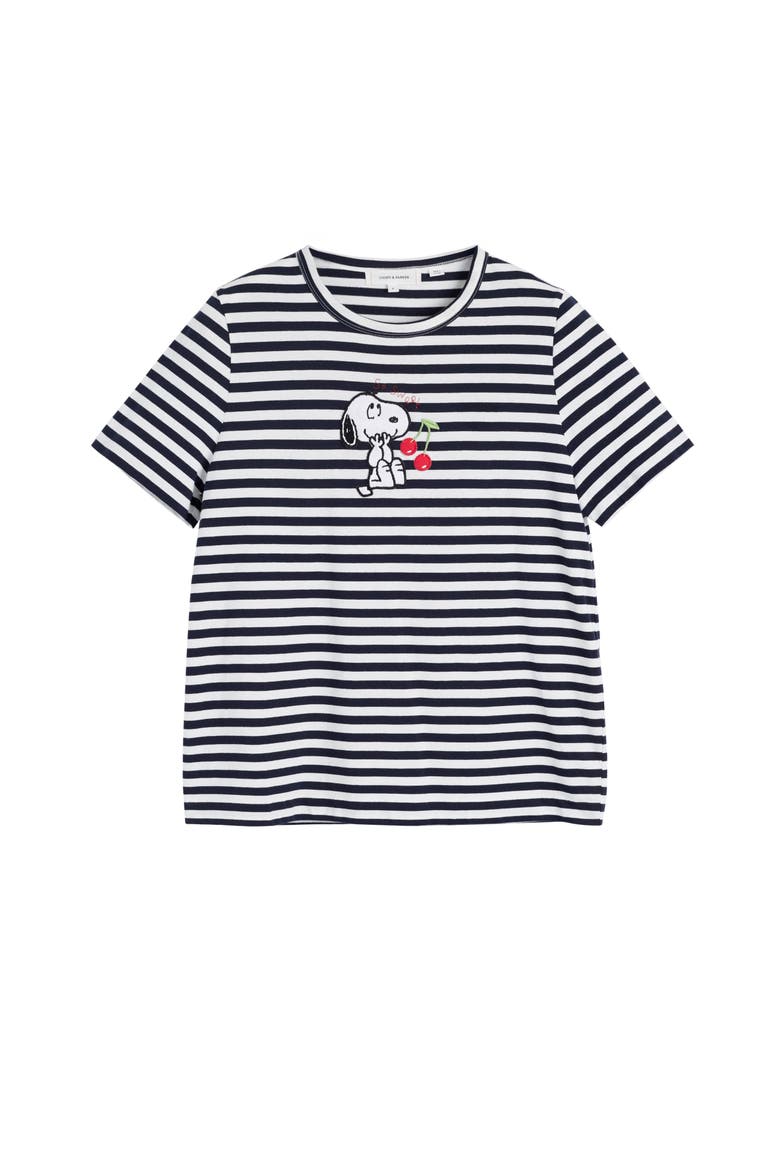 Cotton Snoopy Breton Cherry T-Shirt, Alternate, color, Blue/Cream