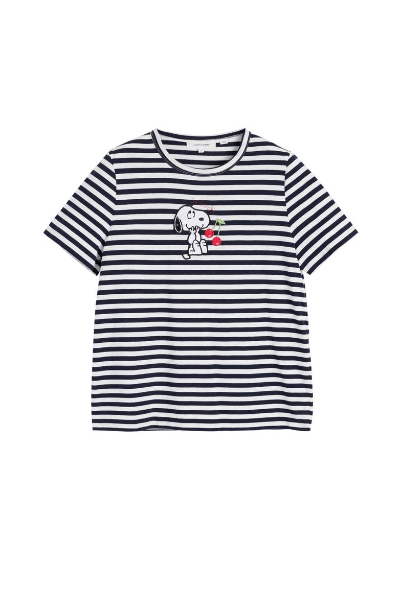 Chinti & Parker Cotton Snoopy Breton Cherry T-Shirt, Alternate, color, Blue/Cream