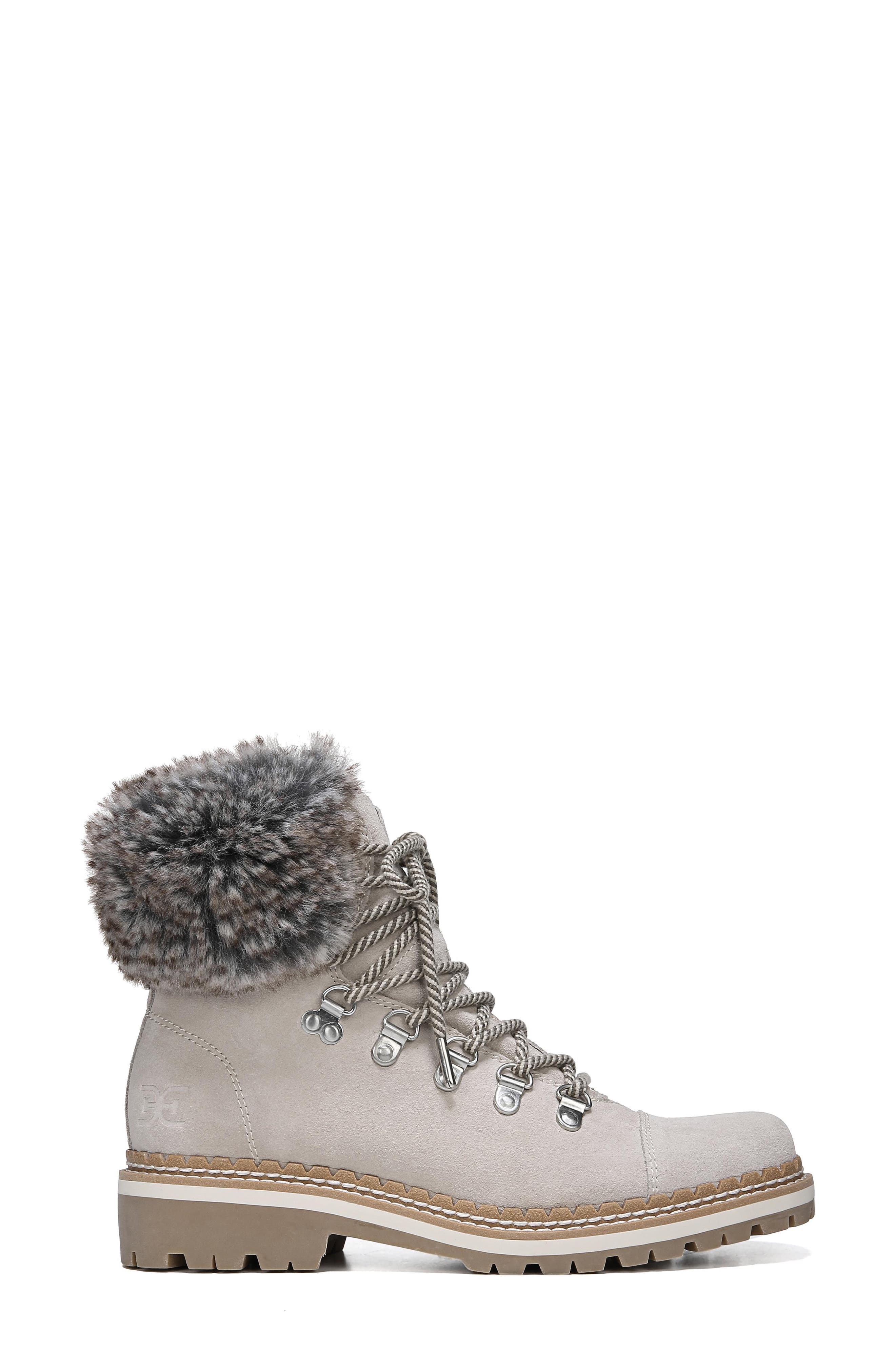 Bowen Faux Fur Trim Bootie, Alternate, color, BISTRO/ GREY SUEDE