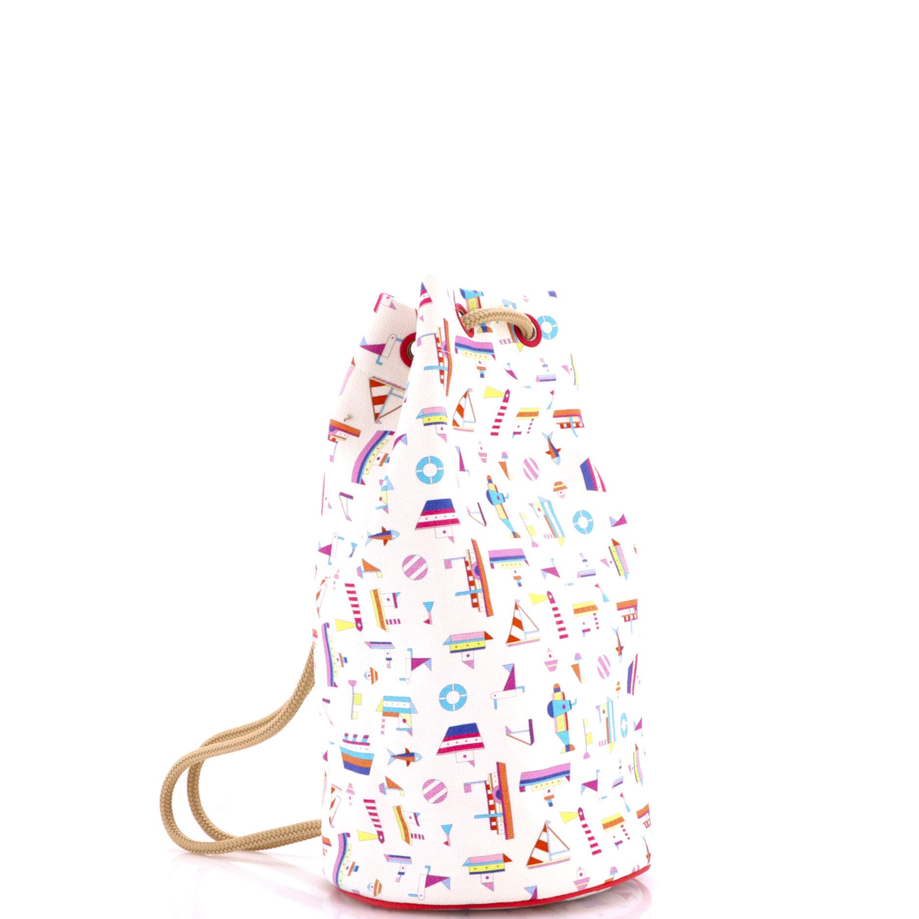 Pre-Owned Hermes Petit Chalutier Duffle Bag Printed Canvas, Alternate, color, 