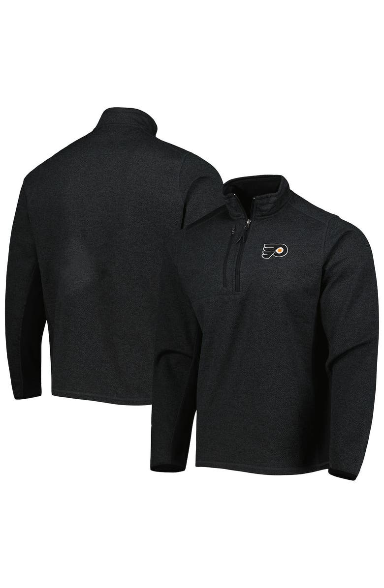 ANTIGUA Men's Antigua Heathered Black Philadelphia Flyers Course Quarter-Zip Jacket, Main, color, Heather Black