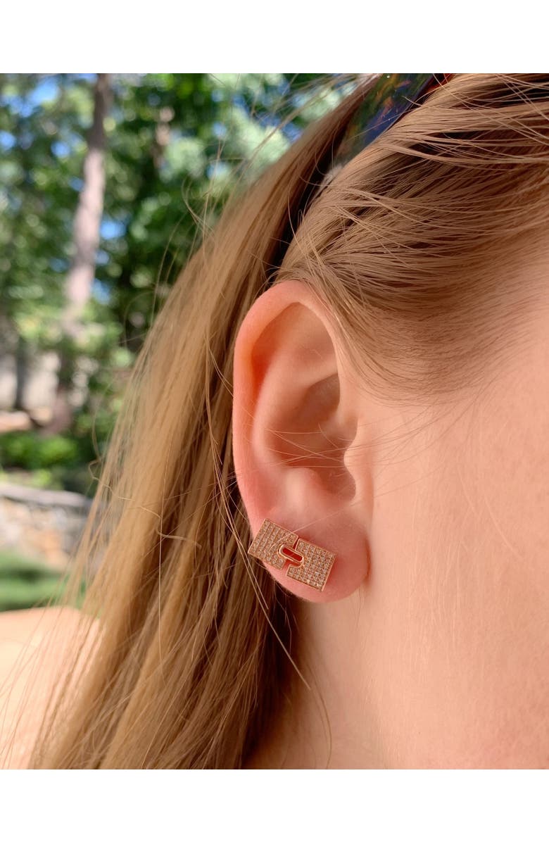 LuvMyJewelry City Arches Square Sterling Silver Diamond Stud Earring, Alternate, color, 14Kt Rose Gold Vermeil