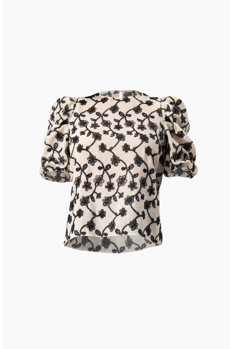 Embroidered Puff-Sleeve Blouse, Alternate, color, Natural