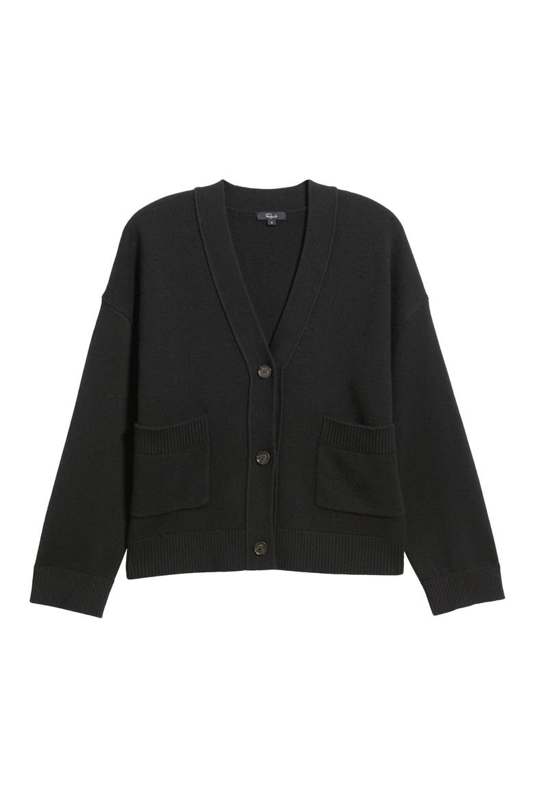 Lindi Cotton, Wool & Cashmere Cardigan, Alternate, color, BLACK