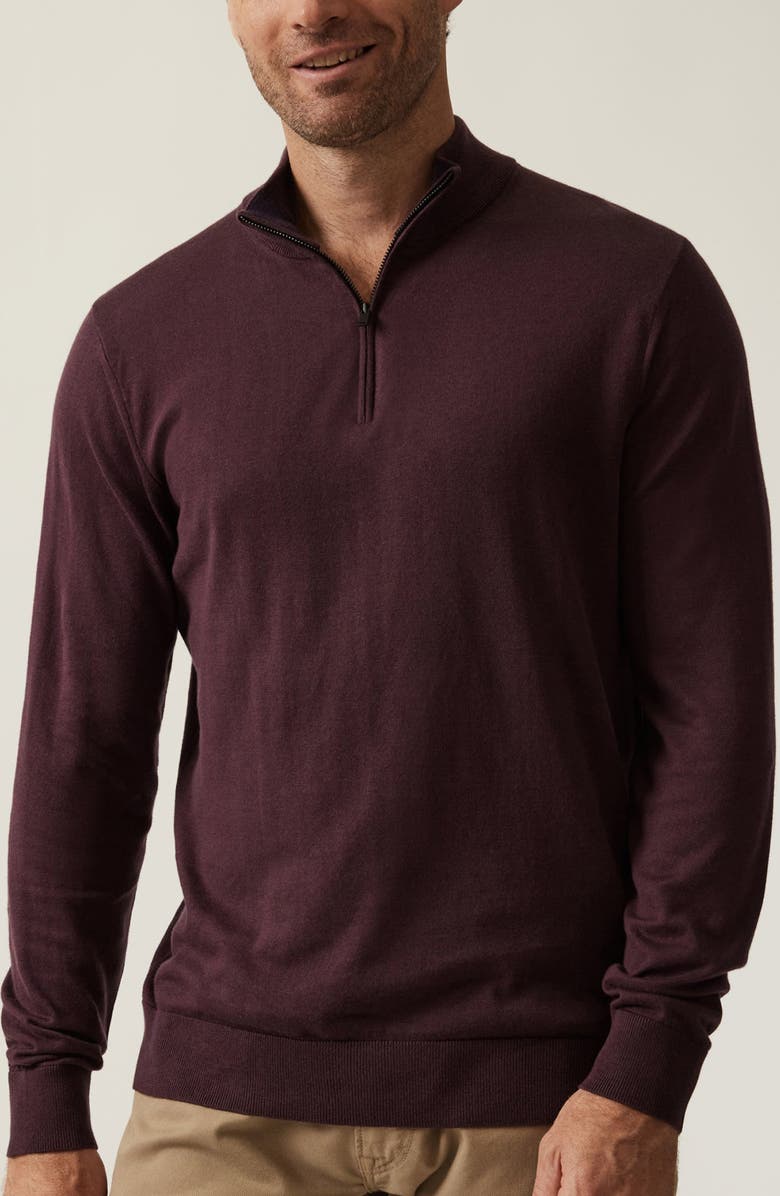 34 Heritage Quarter Zip Sweater, Main, color, Burgundy