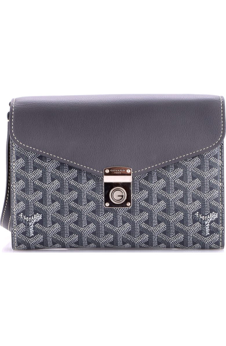 Pre-Owned Goyard Chypre Wallet on Strap Coated Canvas with Leather, Main, color, Gray