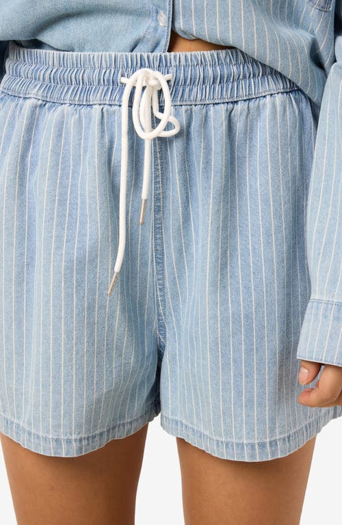 Noisy May Katri Elastic Waist Denim Shorts In Light Blue Denim