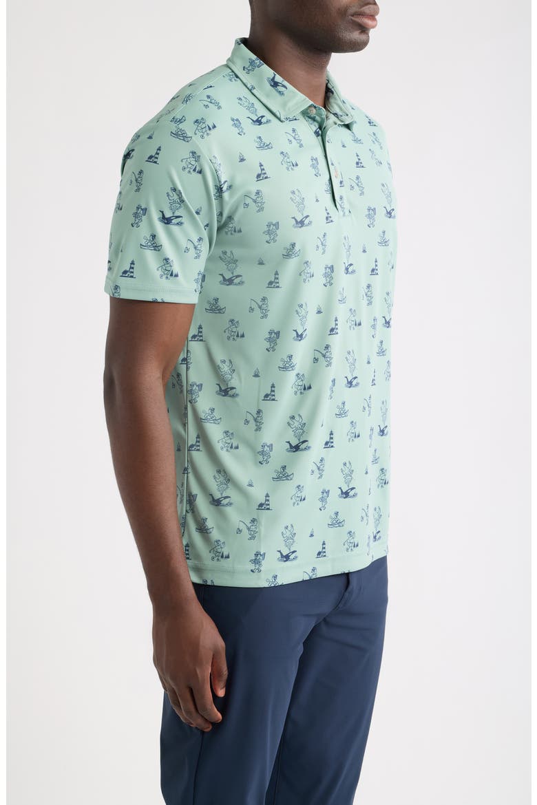 Canoe Print Performance Golf Polo, Alternate, color, GRANITE GREEN