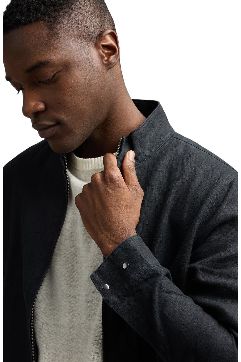 Linen Bomber Jacket, Alternate, color, Washed Black