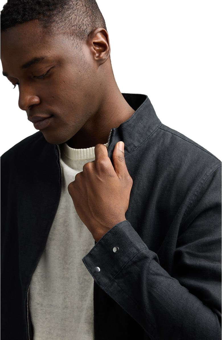 Onia Linen Bomber Jacket, Alternate, color, Washed Black