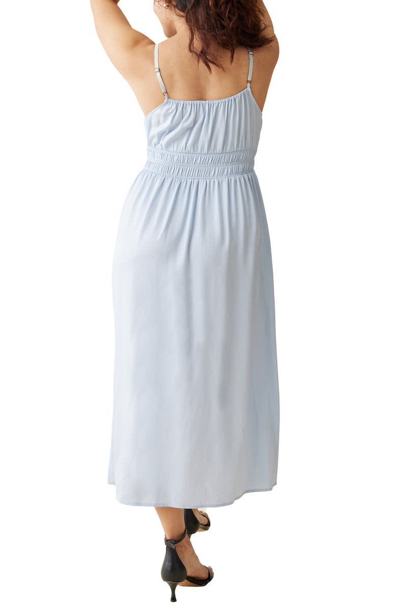 Ingrid & Isabel<sup>®</sup> Shirred Maternity/Nursing Midi Dress, Alternate, color, Sky