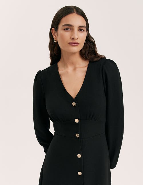 Finery London Caprice Long Sleeve Crepe Midi Dress In Black