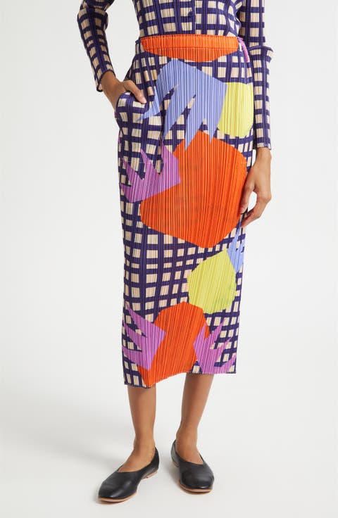 Market Plissé Midi Skirt