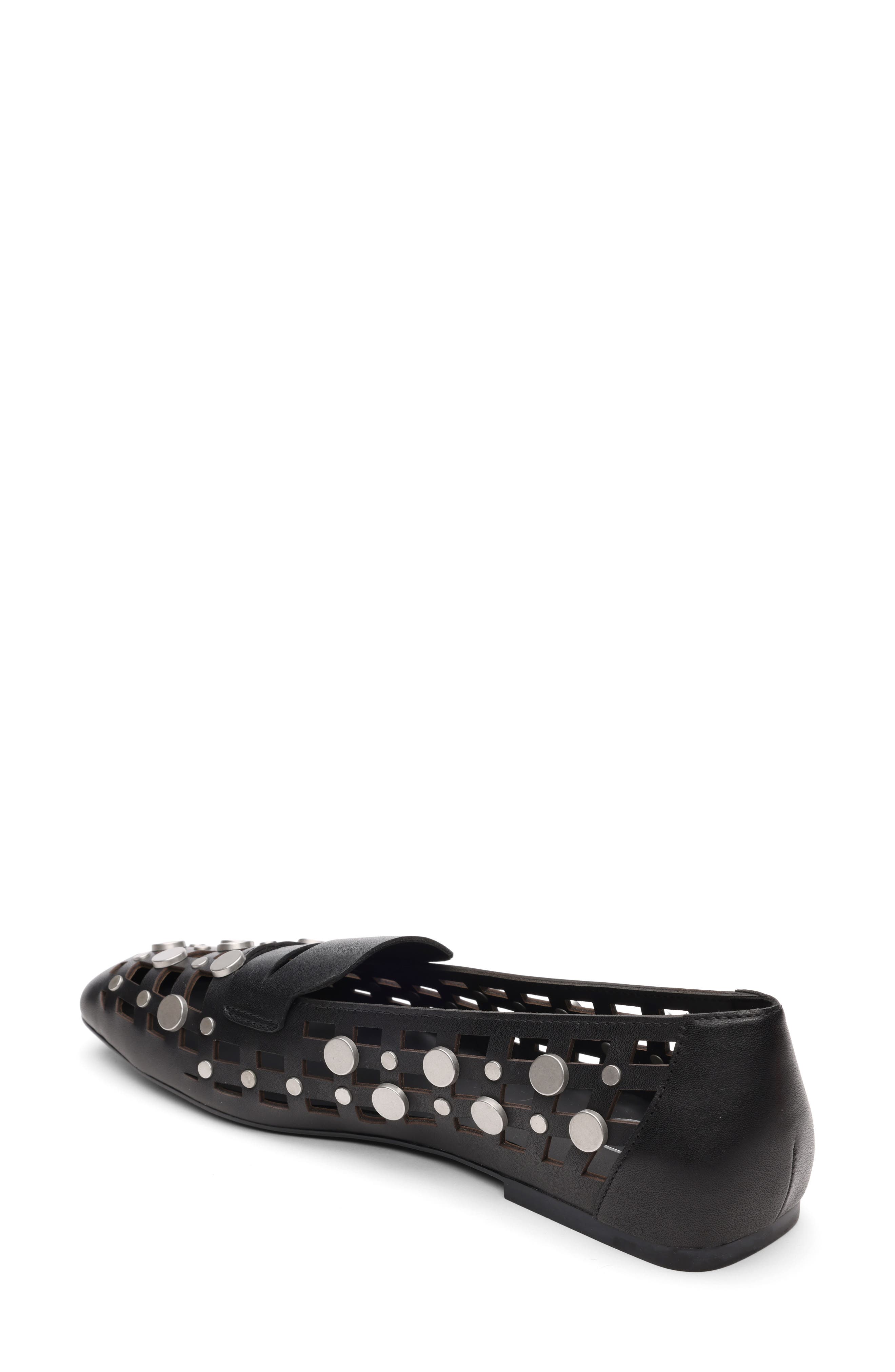 Ash Bali Studded Cutout Loafer, Alternate, color, Black
