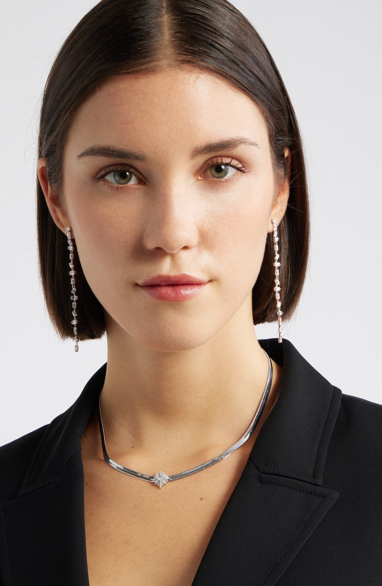 Nordstrom Cubic Zirconia Burst Snake Chain Necklace, Alternate, color, Clear- Silver