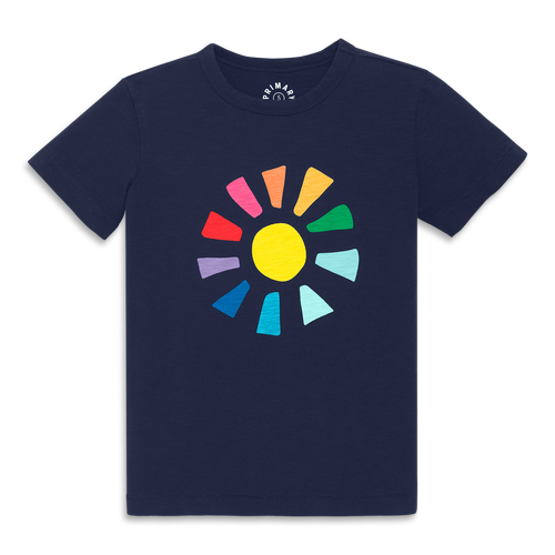 Shop Primary Kids Rainbow Cutout Sun Tee In Navy