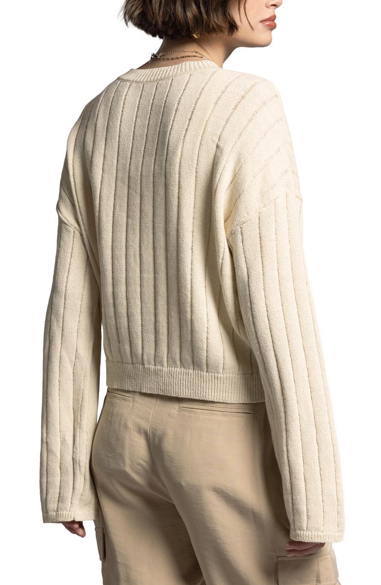 WEEKEND LOS ANGELES Francesca Linen & Cotton Sweater, Alternate, color, Bone