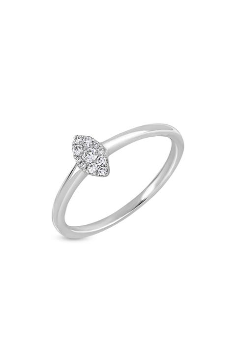 18K White Gold Pavé Diamond Marquise Ring