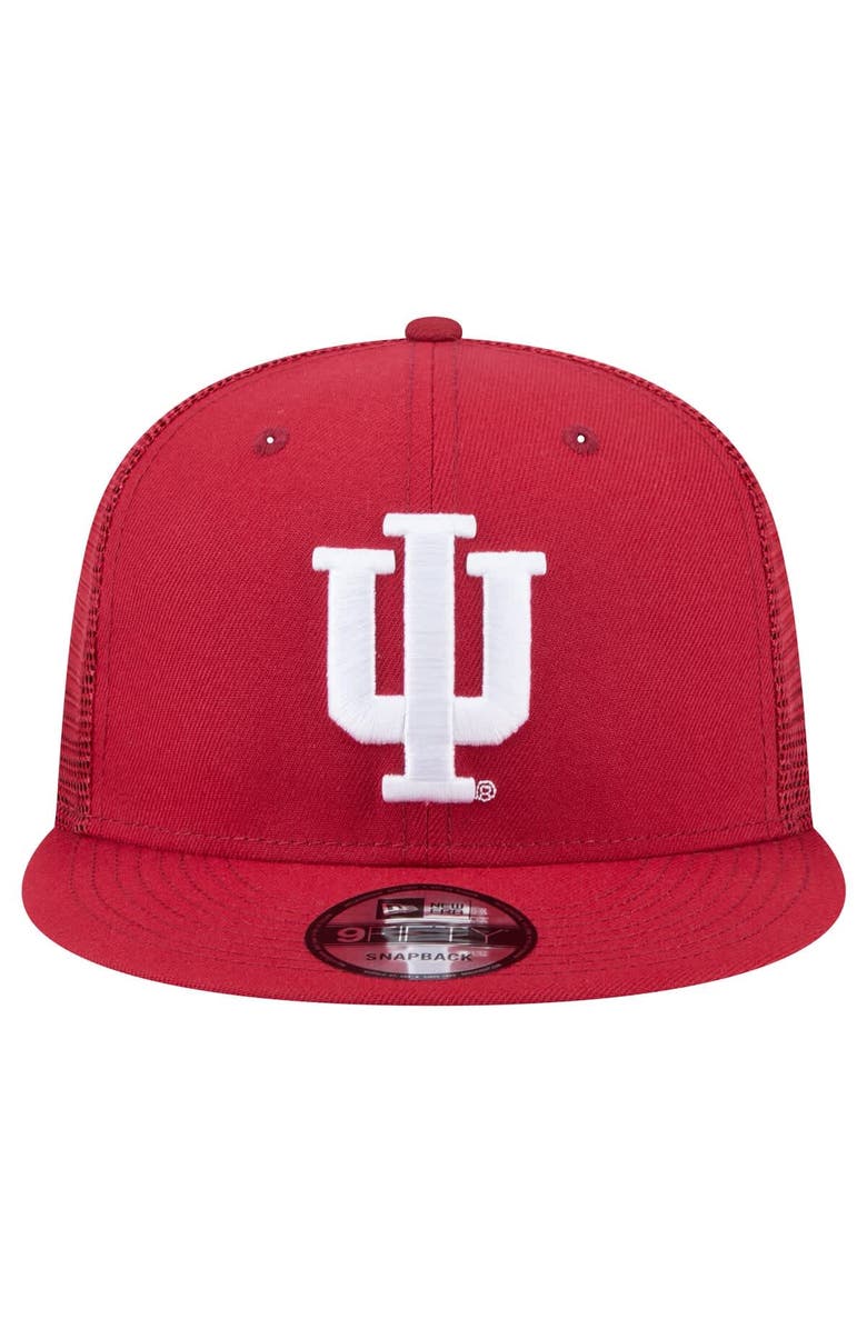 New Era Men's New Era Crimson Indiana Hoosiers 9FIFTY Trucker Snapback Hat, Alternate, color, 