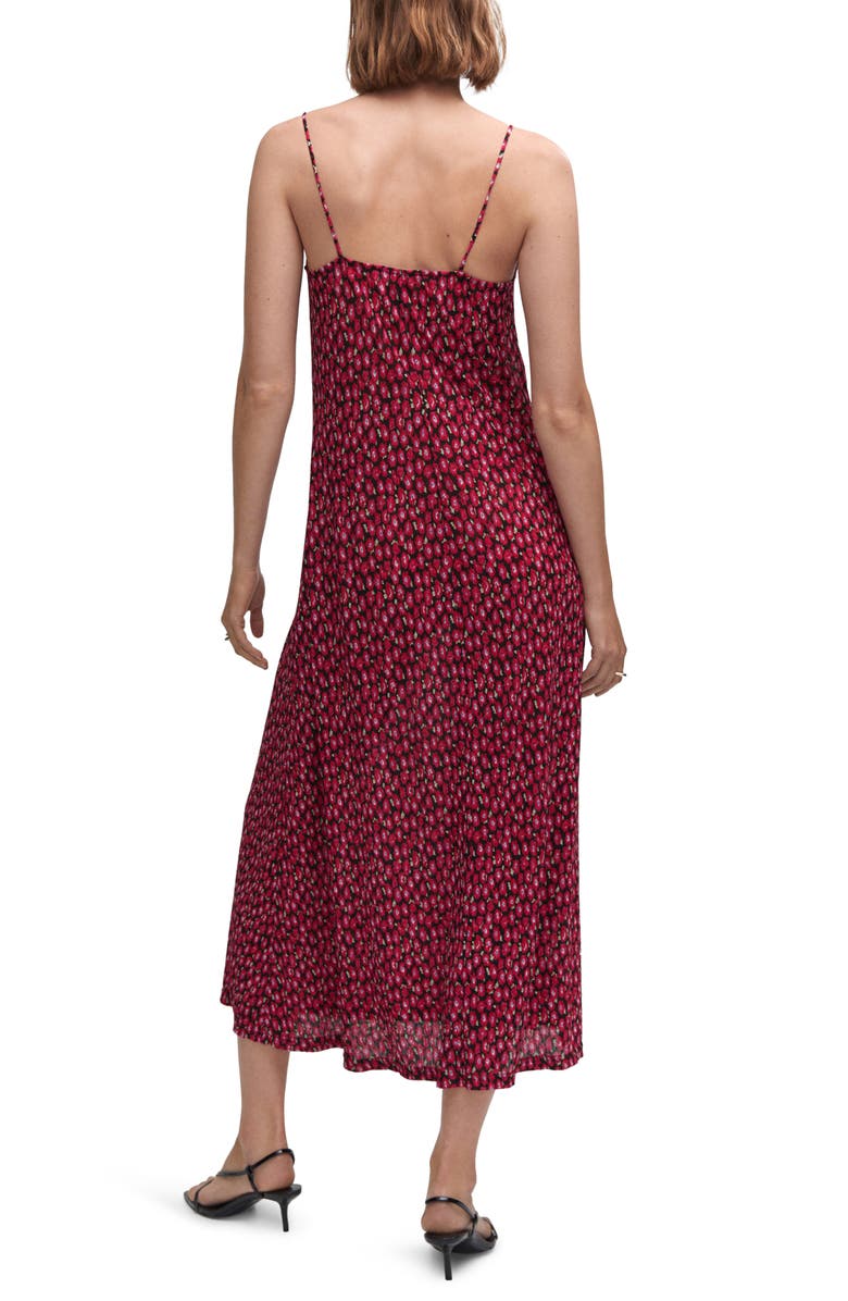 MANGO Flower Ruched Dress, Alternate, color, Red