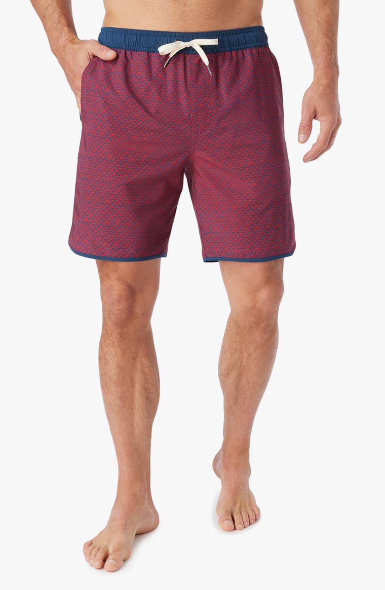 Fair Harbor The Anchor Swim Trunks, Alternate, color, Nautical Red Wavy Geo