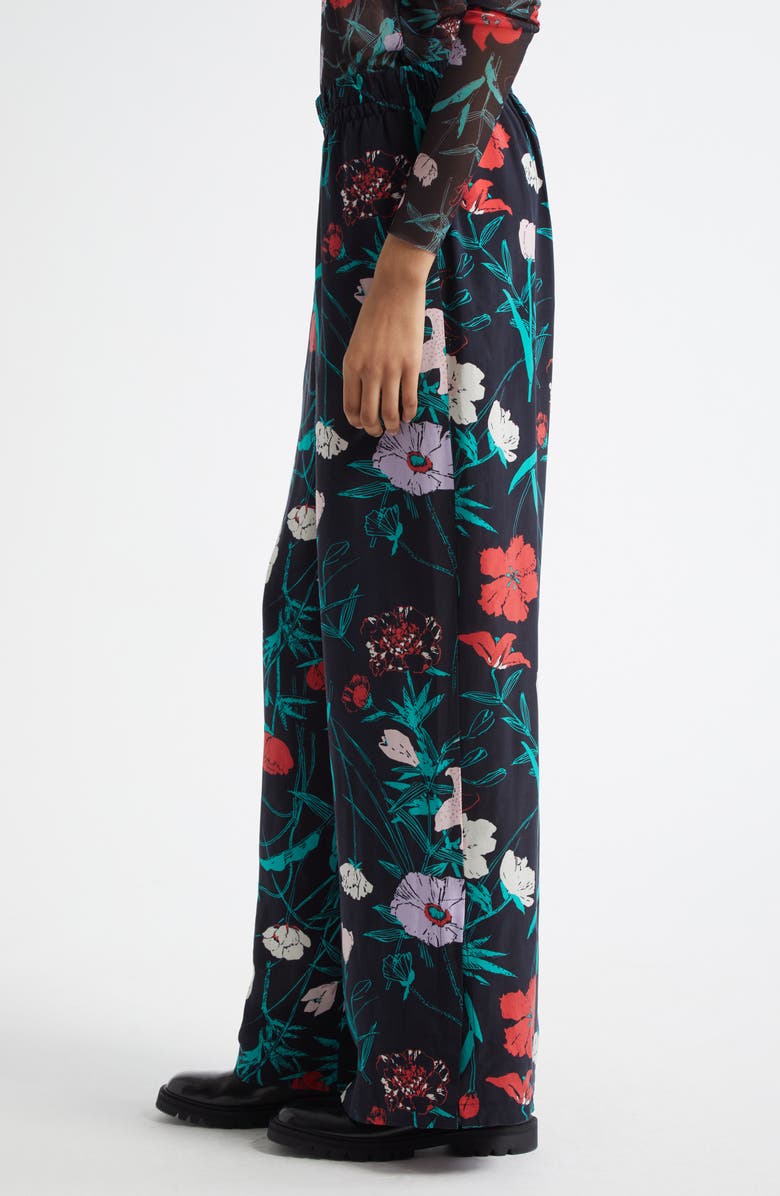 Marimekko Nitty Perenna Floral Pants, Alternate, color, Black, Turquoise, Pink