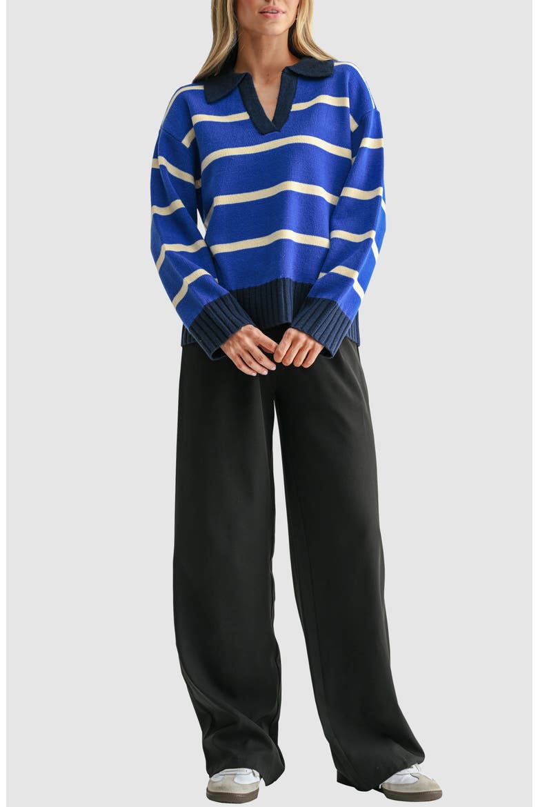 Striped Polo Sweater, Alternate, color, BUTTER BLUE NAVY