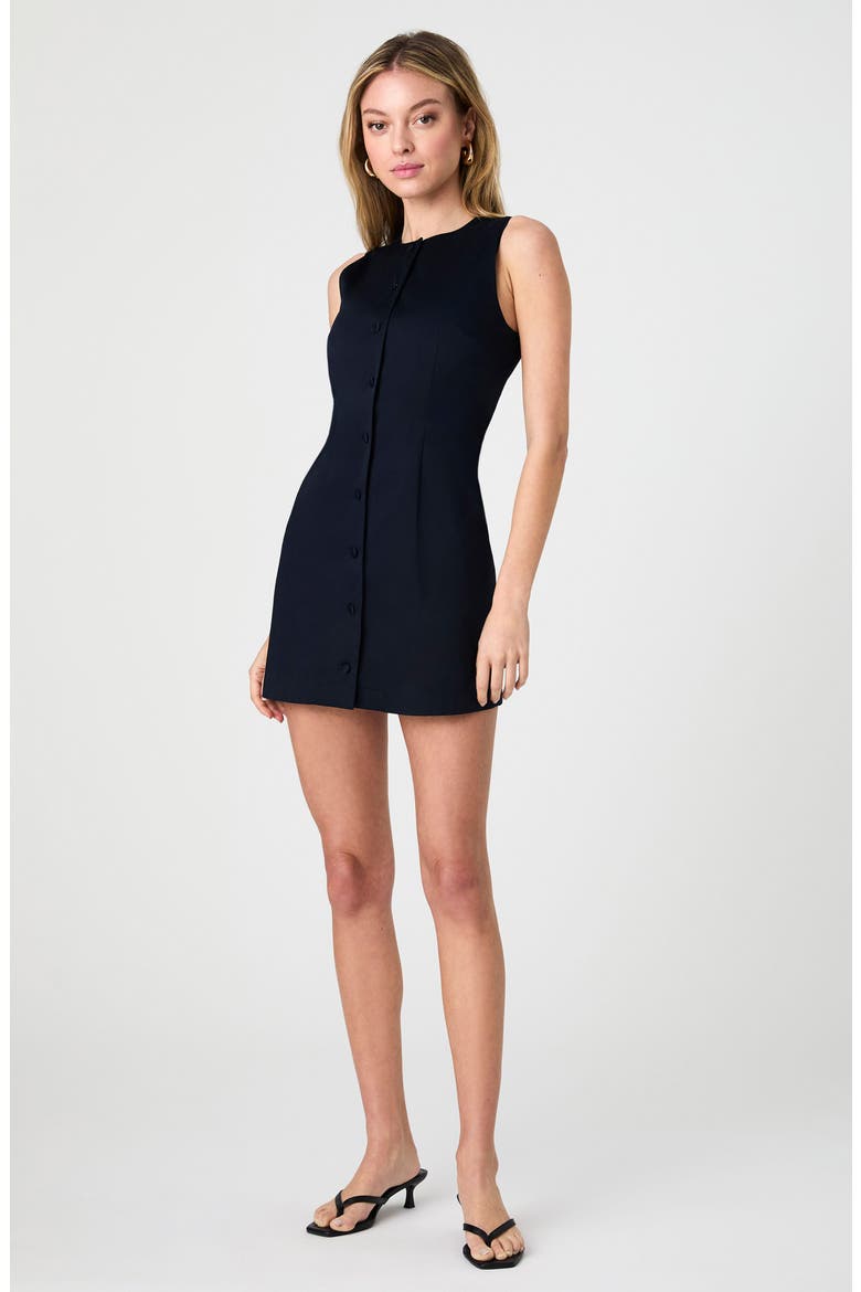 Sleeveless Cotton Sateen Minidress, Alternate, color, MARINE
