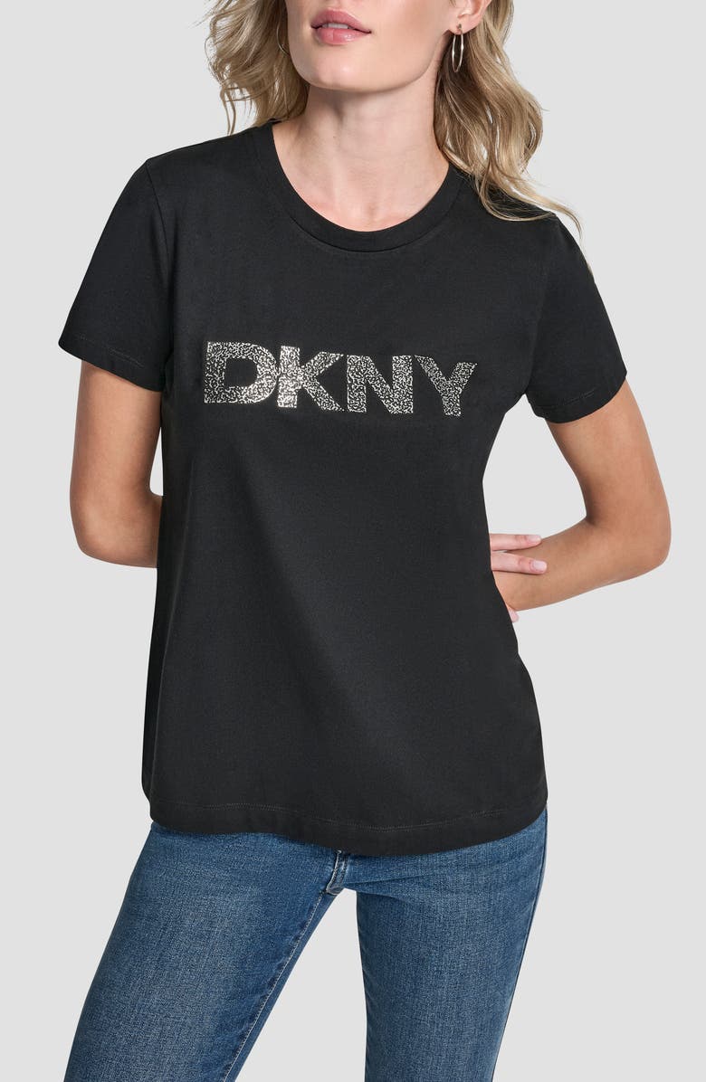 DKNY Pumiced Logo Graphic T-Shirt, Main, color, Black