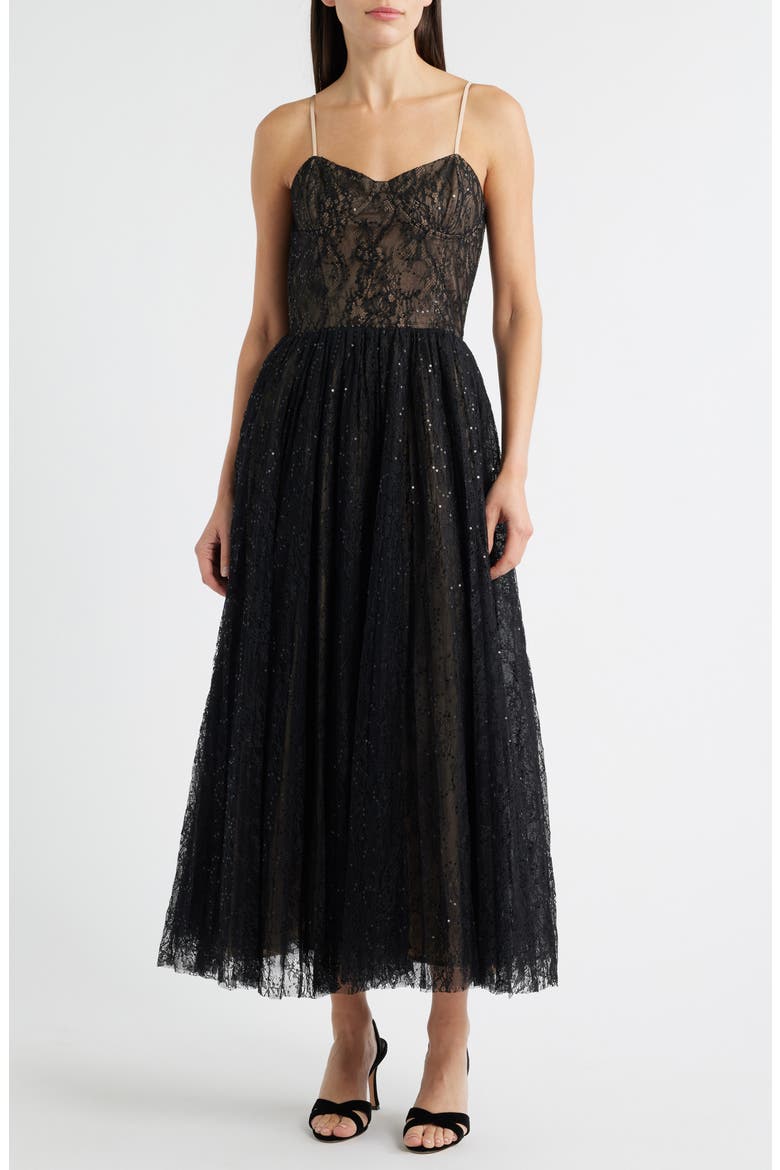 Kelly Sequin Lace Cocktail Dress, Main, color, BLACK