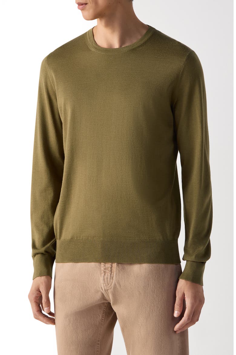 Mélange Cashseta Crewneck Sweater, Main, color, OLIVE GREEN MELANGE