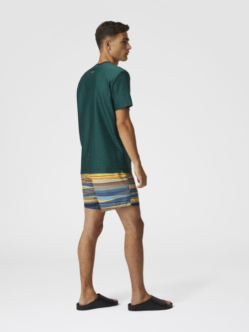 Missoni Swim Shorts With Gradient Zigzag Print In Blue