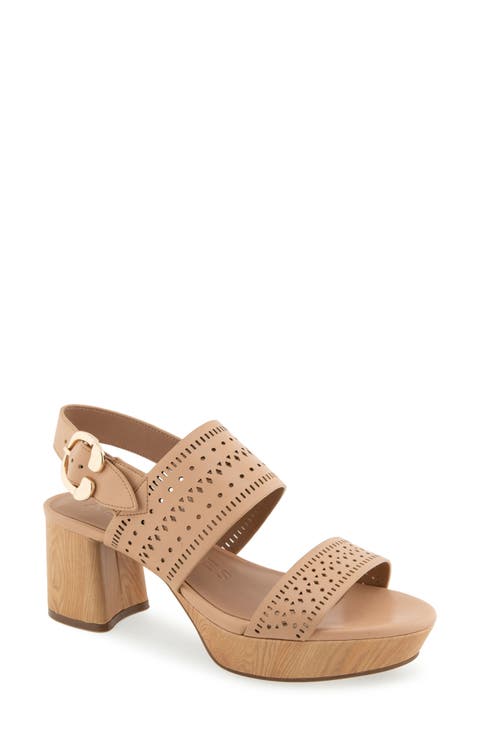 Camera Perforated Slingback Platform Sandal (Women)