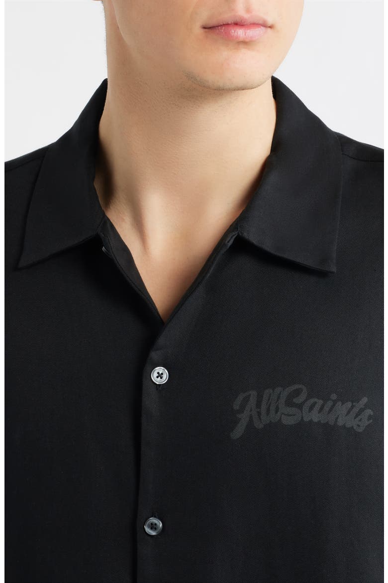 Circe Logo Graphic Oversize Short Sleeve Button-Up Shirt, Alternate, color, JET BLACK