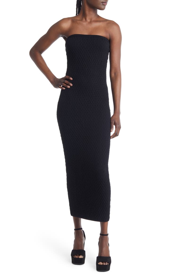 Strapless Maxi Sweater Dress, Main, color, BLACK
