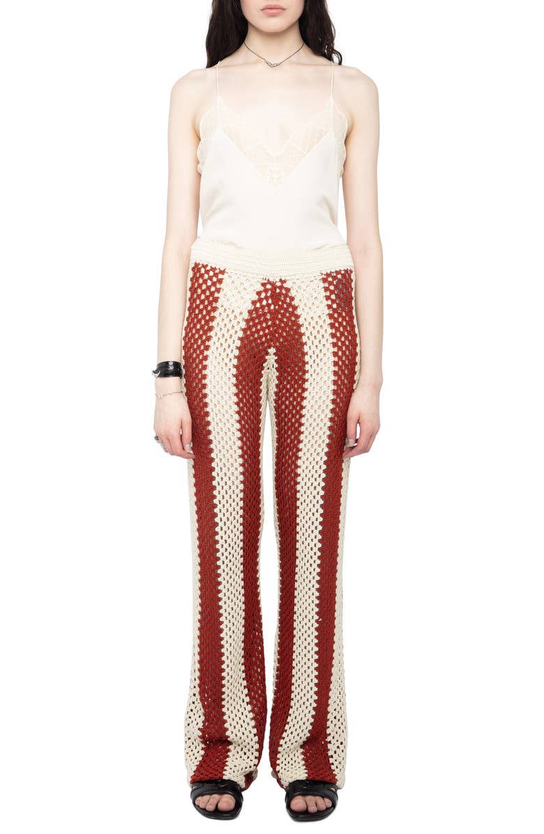 Zadig & Voltaire Pia Crochet Stripe Pants, Alternate, color, 