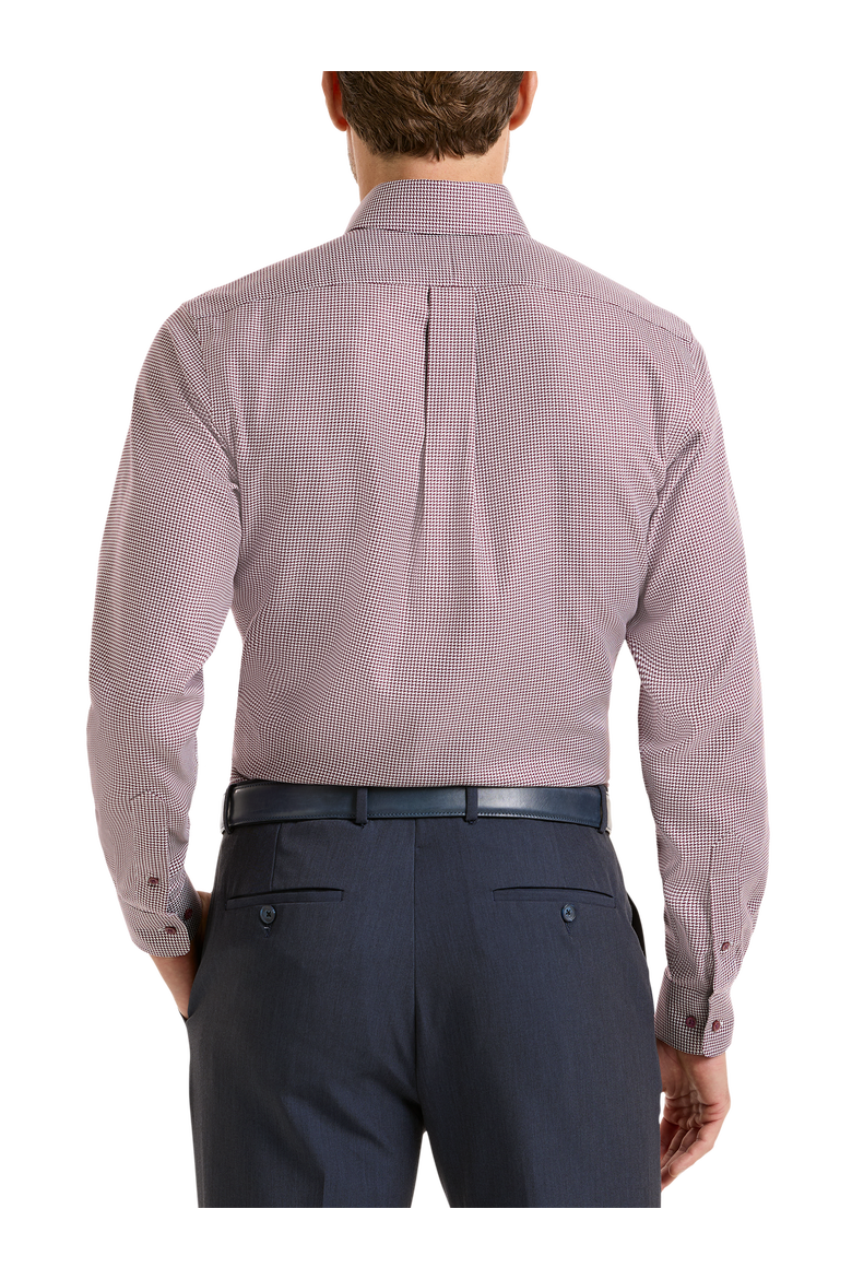 Cotton Buttondown Collar Twill Slim Contrast Trim Button Cuff Long Sleeve Shirt, Alternate, color, Burgundy