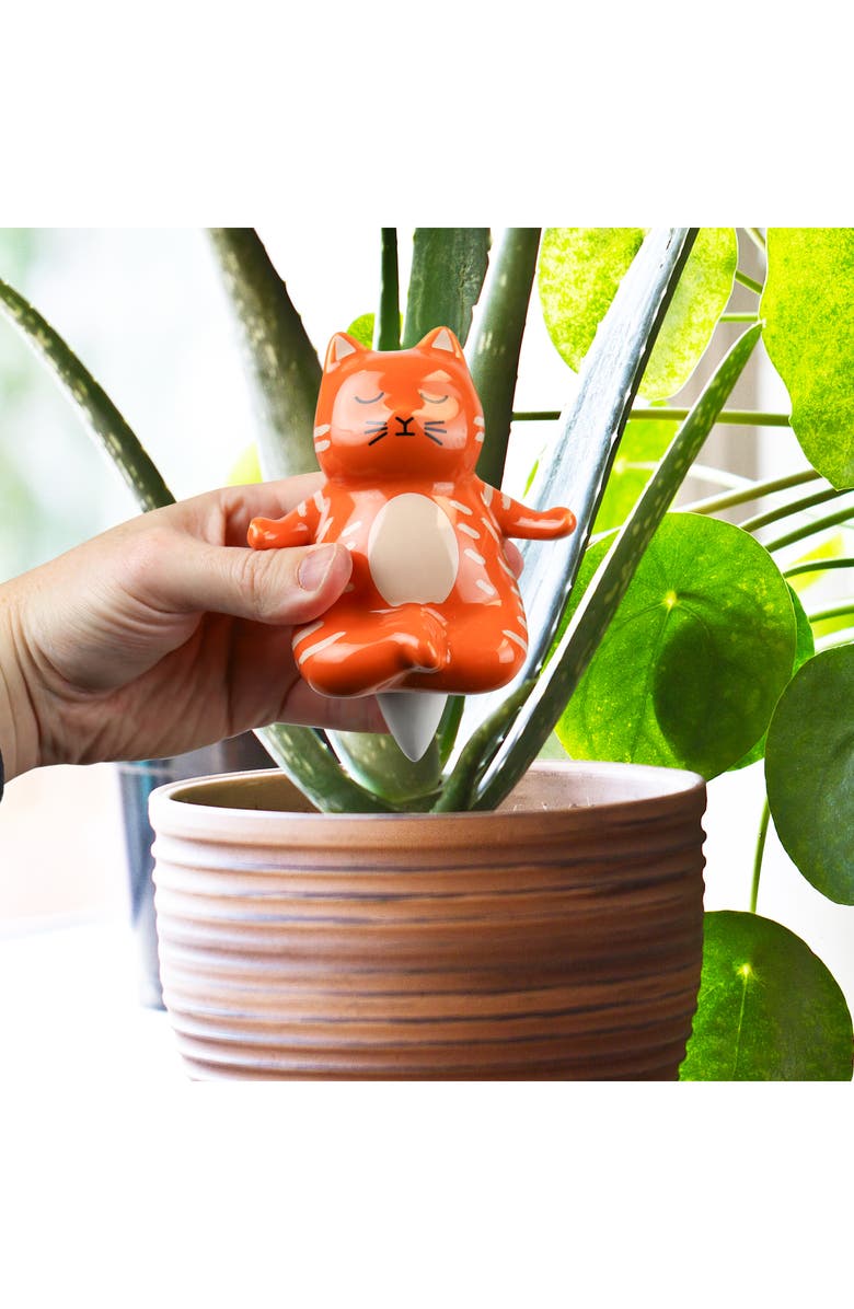 GIFT REPUBLIC Yoga Cat Self Watering Dispenser, Alternate, color, Orange