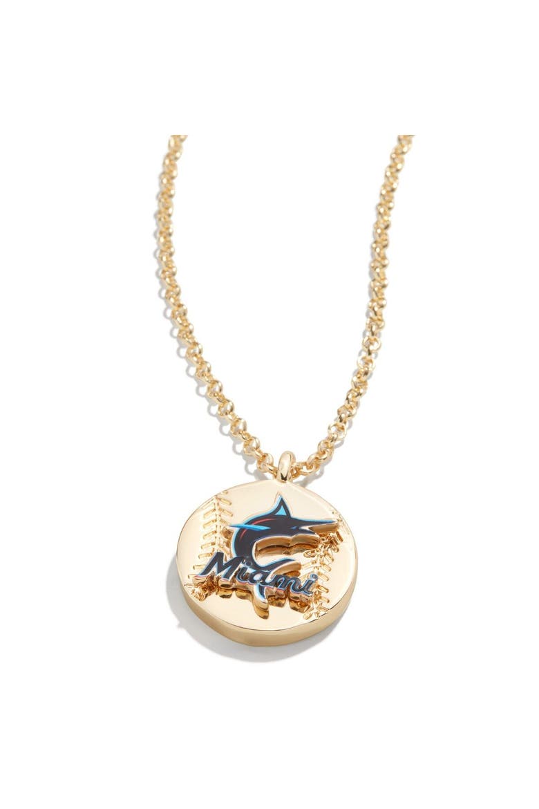 Miami Marlins Pendant Necklace, Main, color, Gold