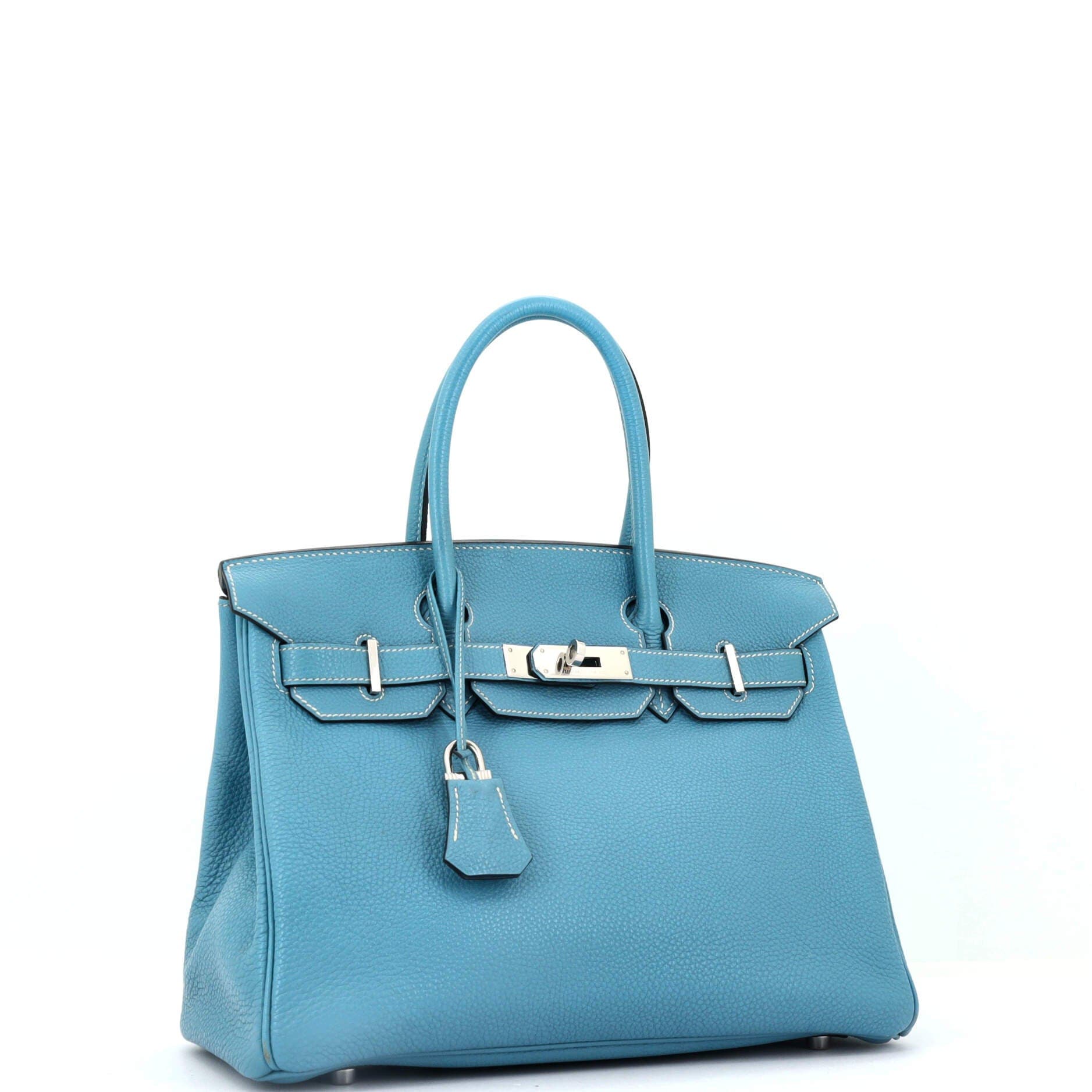 Pre-Owned Hermes Birkin Handbag Blue Togo with Palladium Hardware 30, Alternate, color, Bleu Jean